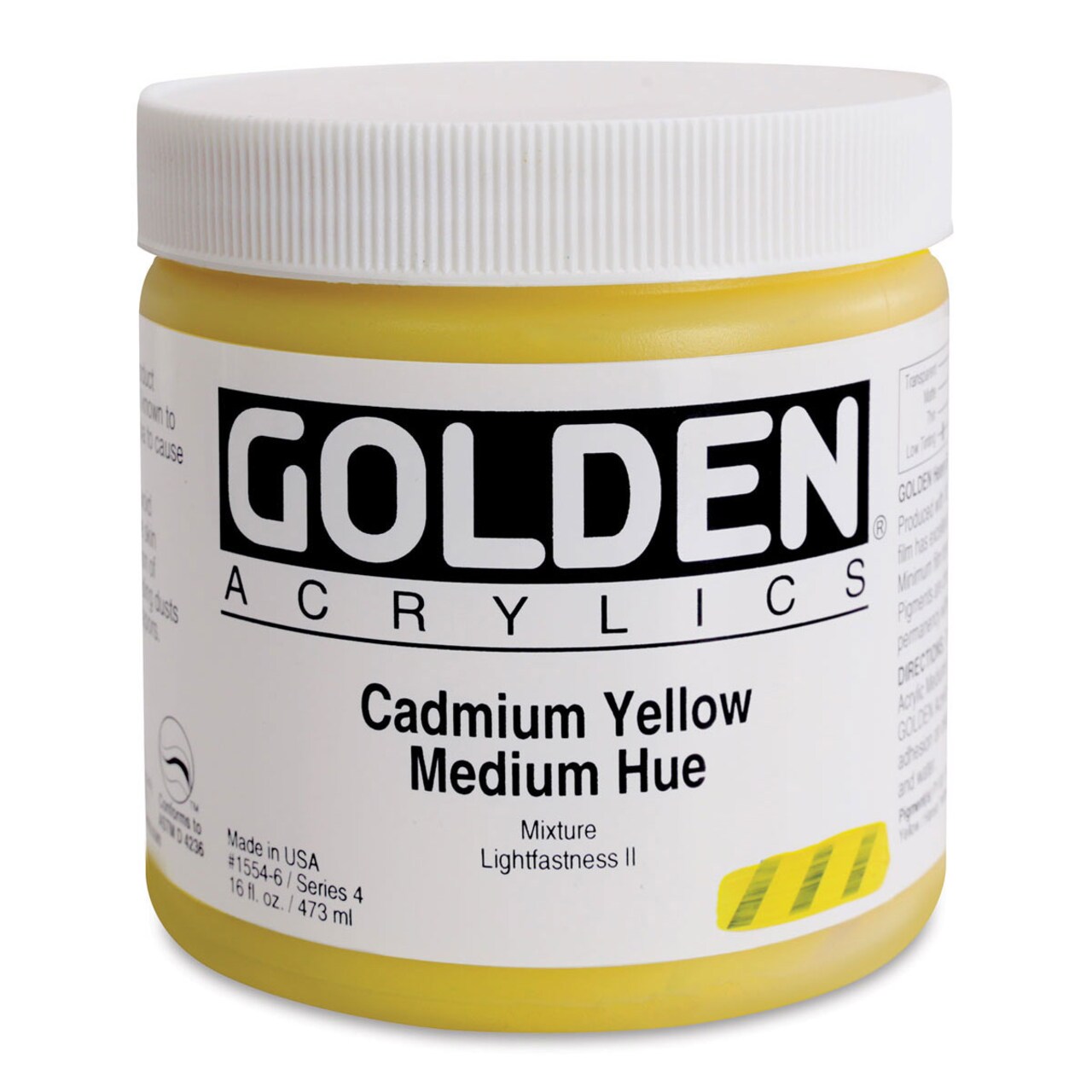 Golden Heavy Body Artist Acrylics - Cadmium Yellow Medium Hue, 16 oz Jar